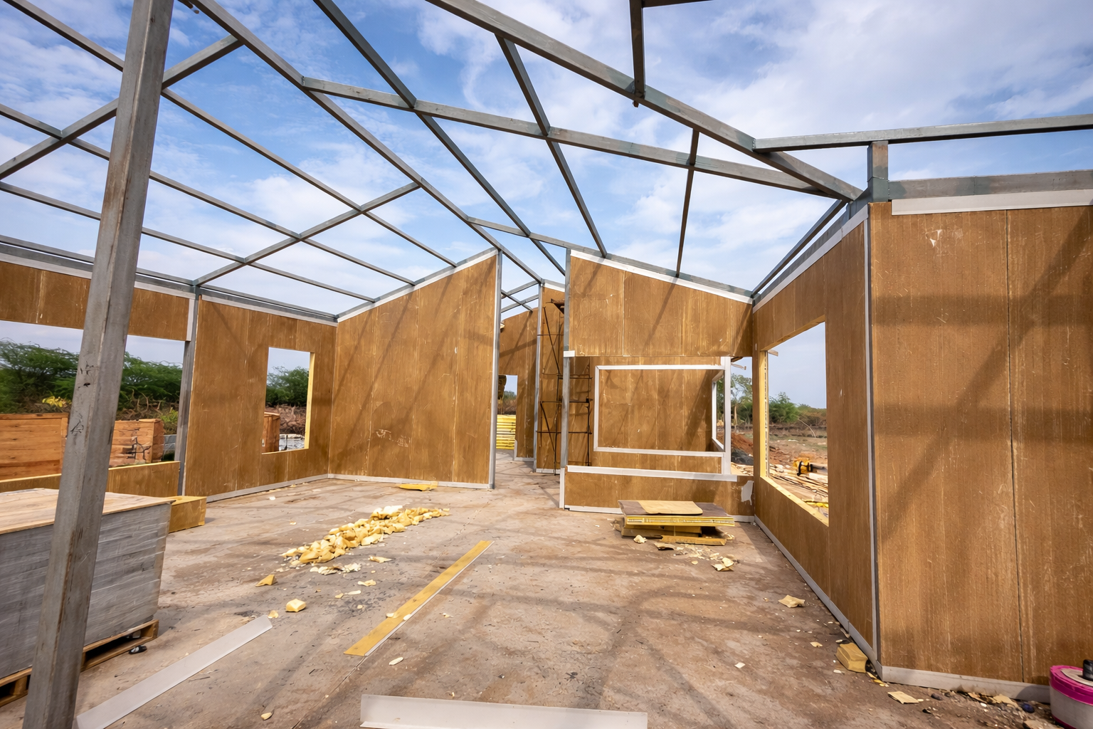 Partially constructed building interior